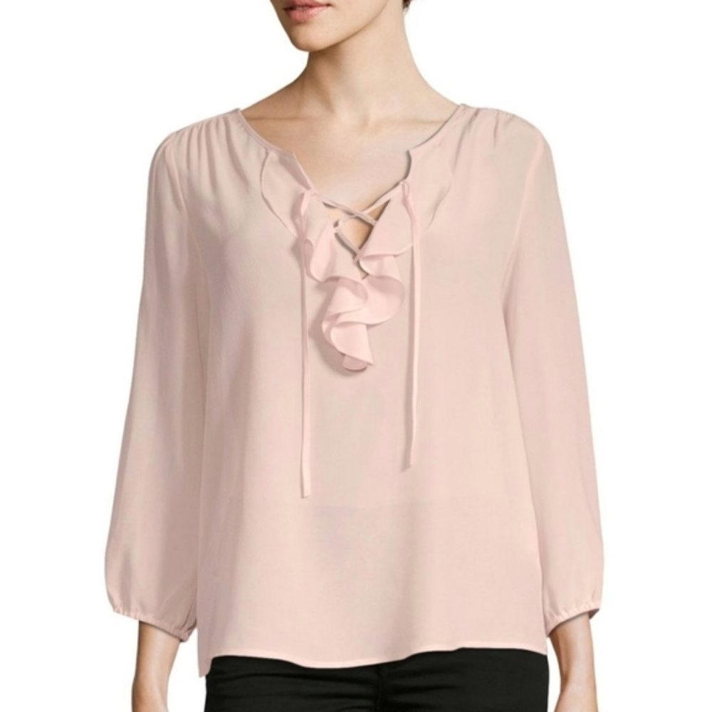 Joie Hynes Silk Ruffle Blouse XS